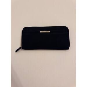 Villager Liz Claiborne Navy Blue Wallet 100% Polyester Zip Around 8x4x1"